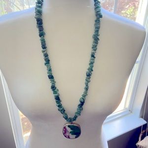 Handmade aventurine necklace with a dynasty shard pendant.